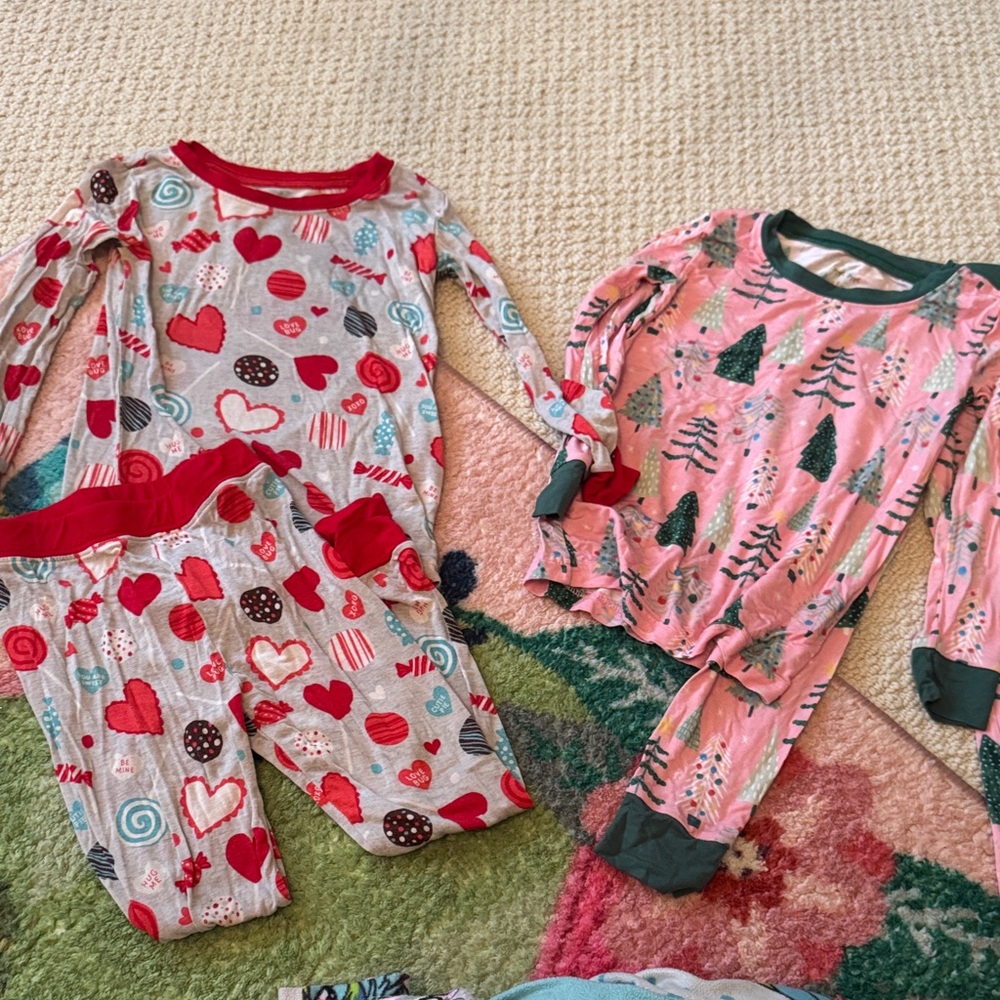 Little Sleepies valentine and Christmas Pajama Sets. 2T